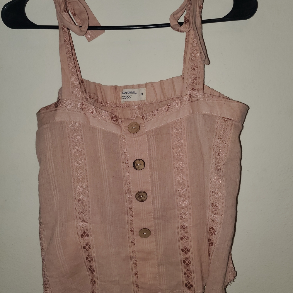 Ocean Drive Blush Button-Down Tank Top